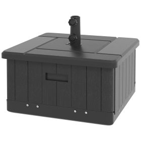 Outsunny 3-in-1 Outdoor Umbrella Base with Wheels and Handles, End Table, Flower Box Planter with Hole, 175 lbs. Capacity, Black