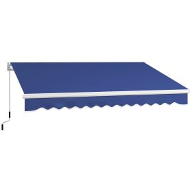 Outsunny Retractable Patio Awning 13x8 Ft UV-Resistant Cranking Sunshield in Midnight Blue