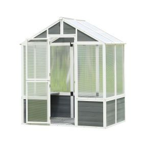 Greenhouse, Wooden Greenhouse Polycarbonate Garden Shed for Plants, 76''x48''x86'' Walk-in Outdoor Plant Gardening Greenhouse for Patio Backyard