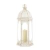 Large Graceful Distressed White Lantern