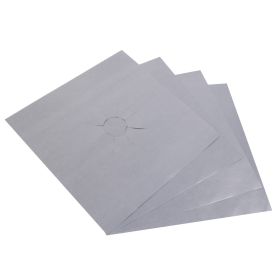 4-Pack Nonstick Burner Protector Liner - Reusable, Stovetop, 4-Pack (Color: Silver, size: One size)