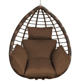 Egg Chair Cushion Hanging Basket Seat Cushion Thicken Soft Egg Swing Chair Pad Hanging Egg Chair Cushion with Headrest (Color: Coffee, size: One size)