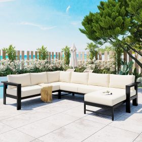 U-shaped multi-person outdoor sofa set, suitable for gardens, backyards, and balconies. (Color: as Pic)