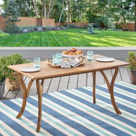 Outdoor Dining Table 59" Rectangular Wood Table (Color: as Pic)