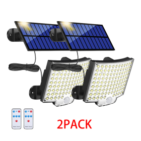 Solar Outdoor Lights Waterproof, LED Security Lights With 16.5 Ft Cable, Motion Sensor Lights, Flood Light For Streets, Courtyards,Parking Garage (Option: 2Pcs)